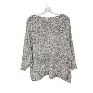 J.Jill‎ Women's Sweater Size Medium Brown and Cream Boxy Crew Neck Pockets